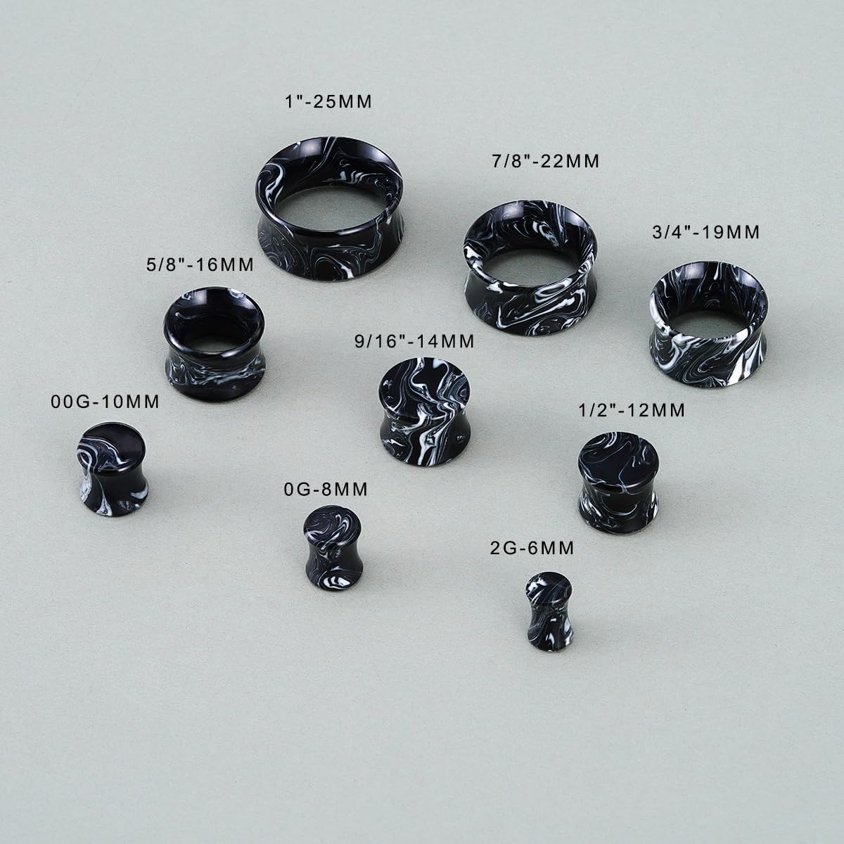 COOEAR 2 Pairs Matched Set Gauges for Ears Flesh Tunnels Kits Plugs Earrings Blue Acrylic Ear Expander Stretchers Piercing.