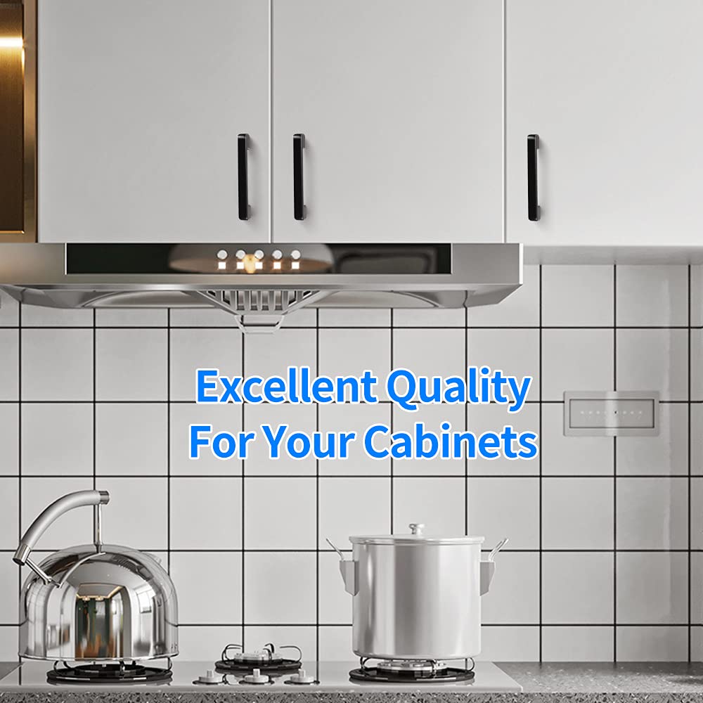 DINGC 10 x Furniture Handles 96 mm Metal, Sturdy and Durable Easy to Install, Kitchen Door Handle Set, Matt Black - Image 3