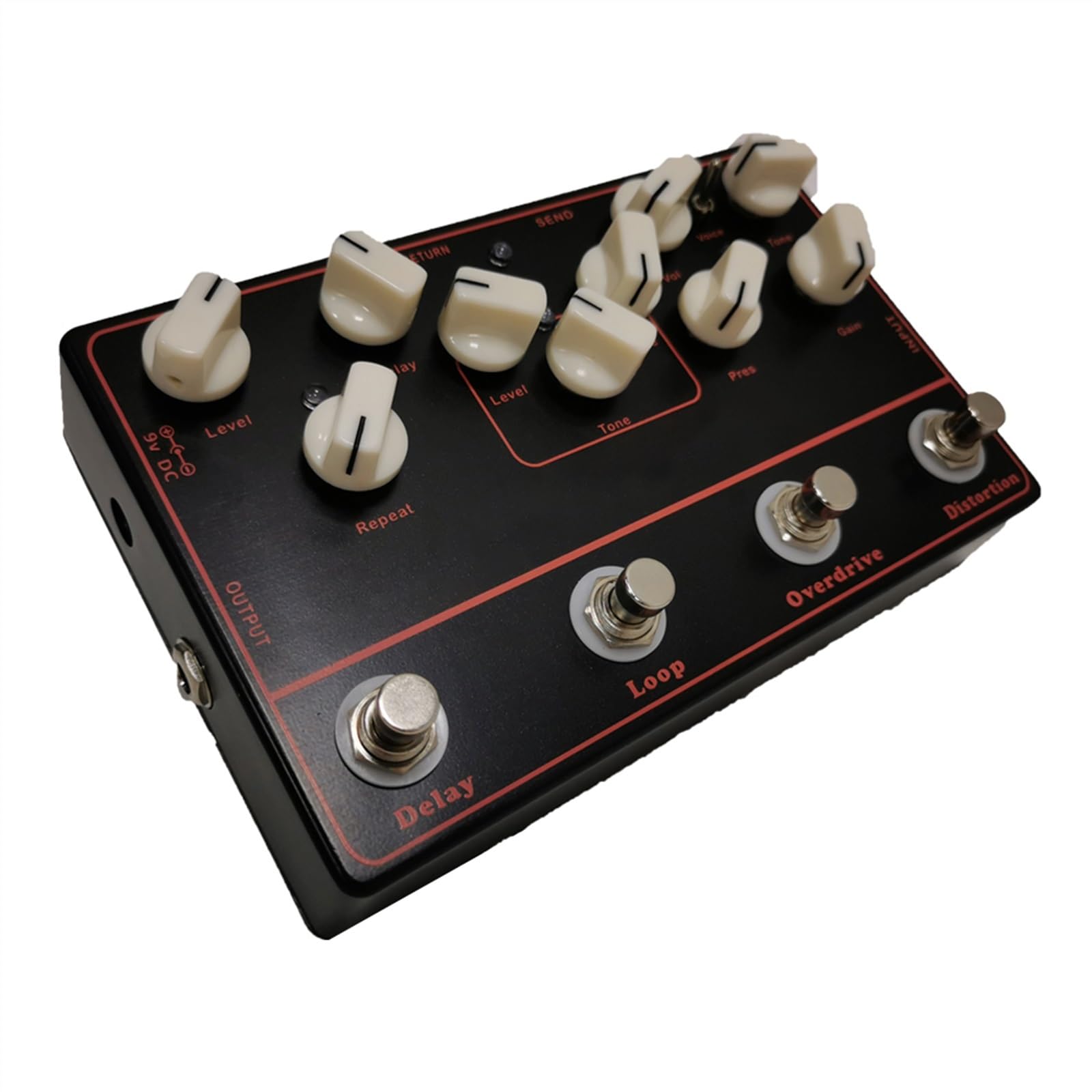 modulacyjny pedał gitarowy 4-w-1 Pedał Gitary Elektrycznej Zniekształcenie Overdrive Loop Delay True Bypass Pedał Efektów Akcesoria Gitarowe