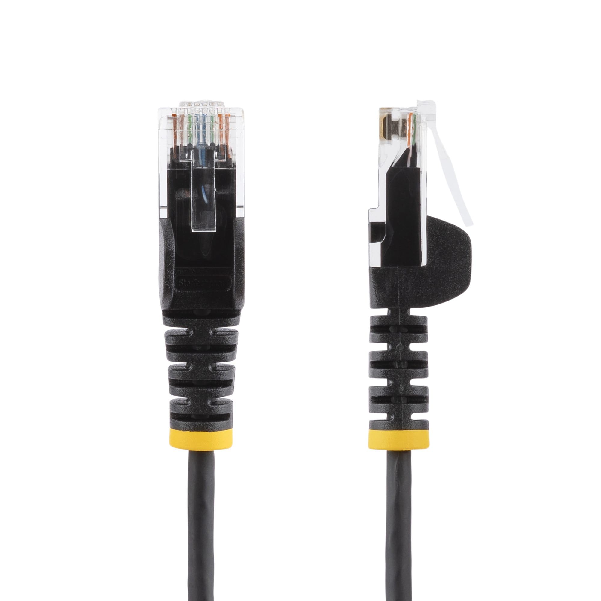 StarTech – Lot de 10 câbles de raccordement fins Cat6 de 22,9 cm, sans accroc, RJ45, LSZH, cuivre pur nu 28 AWG, noir