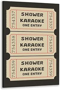Amazon.com: Limitronix Shower Karaoke Ticket Print,Trendy Retro Canvas ...