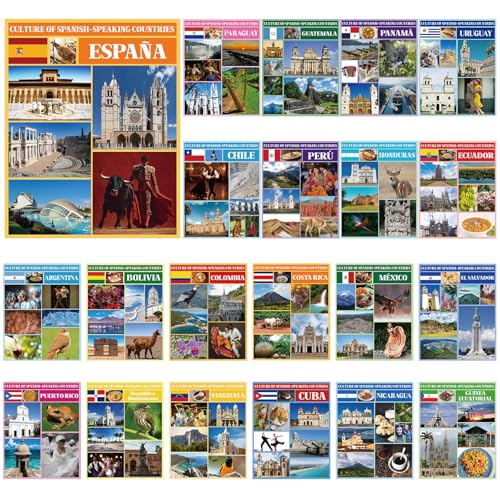 21 pósteres de países de habla hispana Funrous para decoración de aula y tableros de profesores 2