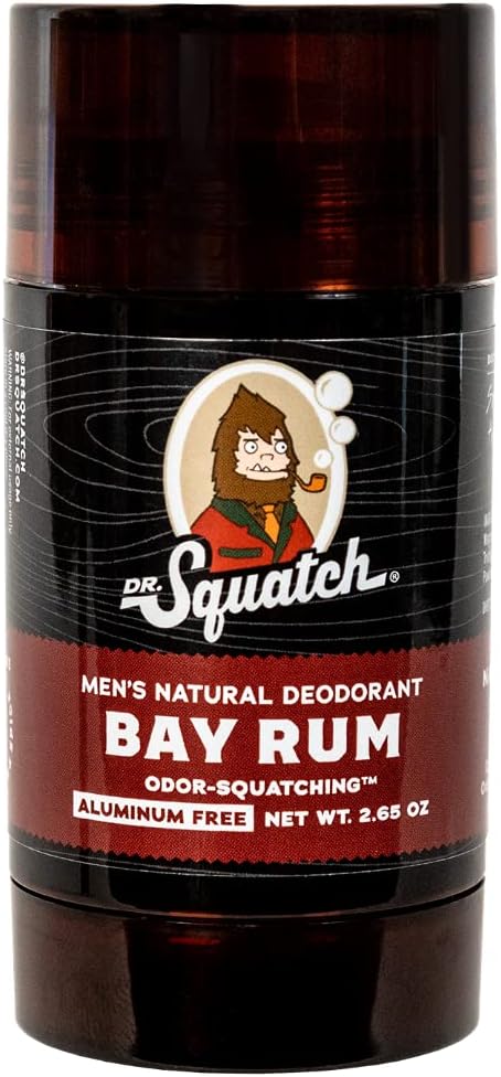 Dr. Squatch Natural Deodorant for Men – Odor-Squatching Men's Deodorant Aluminum Free - Bay Rum 2.65 oz (1 Pack)