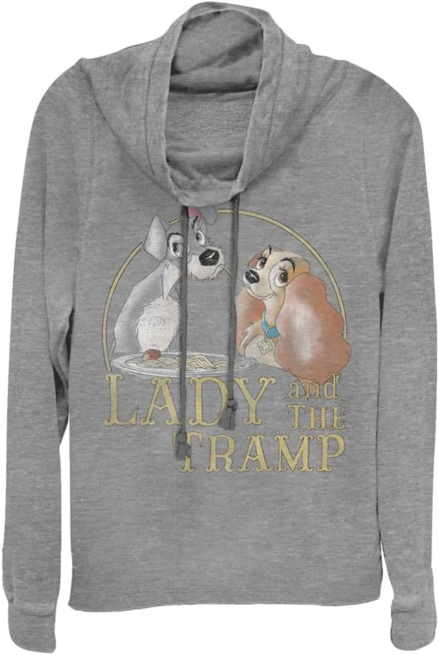 Disney Women's Disney Lady and the Tramp Lady Tramp Spaghetti Women's Cowl Neck Long Sleeve Knit Top