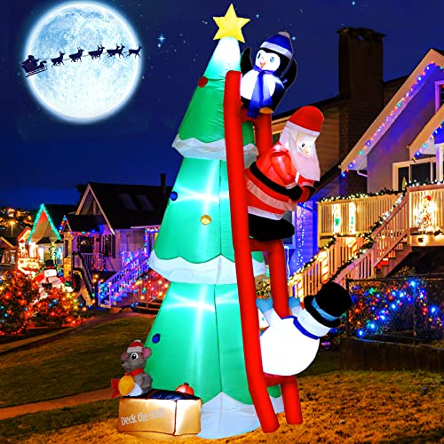 Arbre de Noël, LUNSY 210CM / 7FT Arbre de Noël Gonflable, avec éclairage LED, Arbre décoratif de Noël Auto - Gonflable, Grand Arbre de Noël pour la décoration intérieure et extérieure de Noël Cover