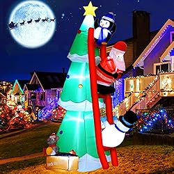 XXL Aufblasbarer Weihnachtsbaum 210cm mit Pinguin, Schneemann & Weihnachtsmann – Festliche LED-Dekoration für den Garten!