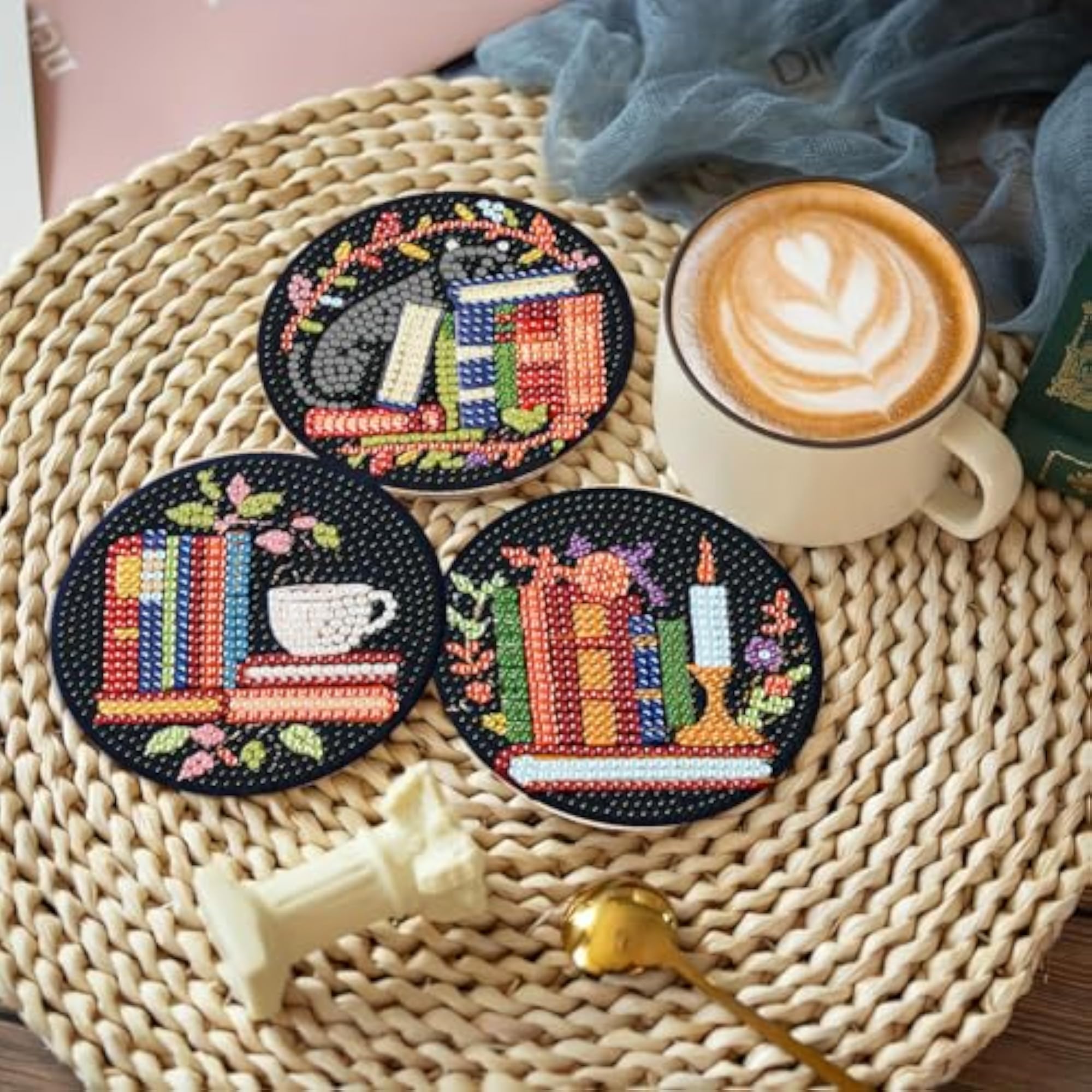 8 Pieces Diamond Shape Coasters for DIY Art Projects