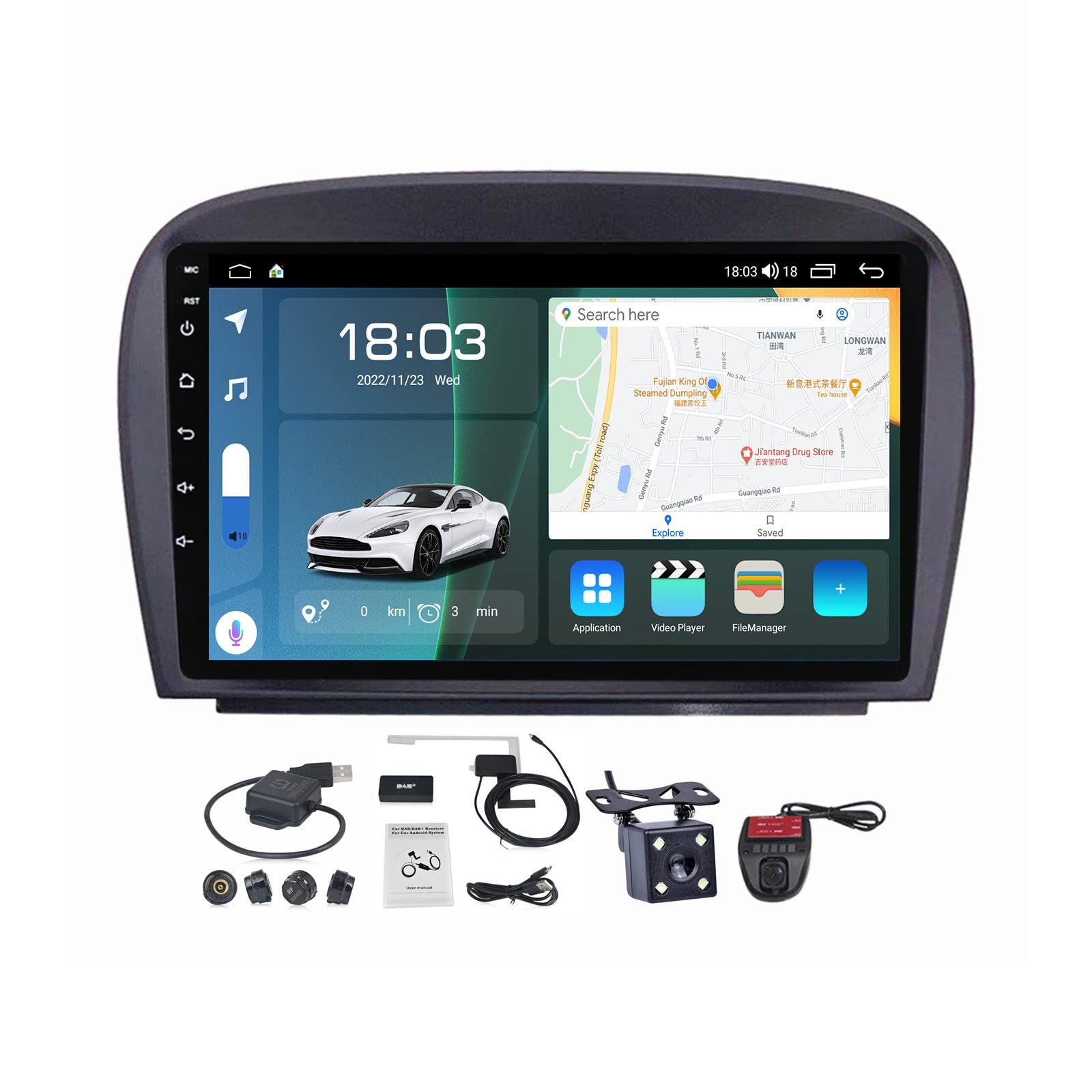 Autoradio Android 11 GPS pour remplacer le système d'origine SL R230