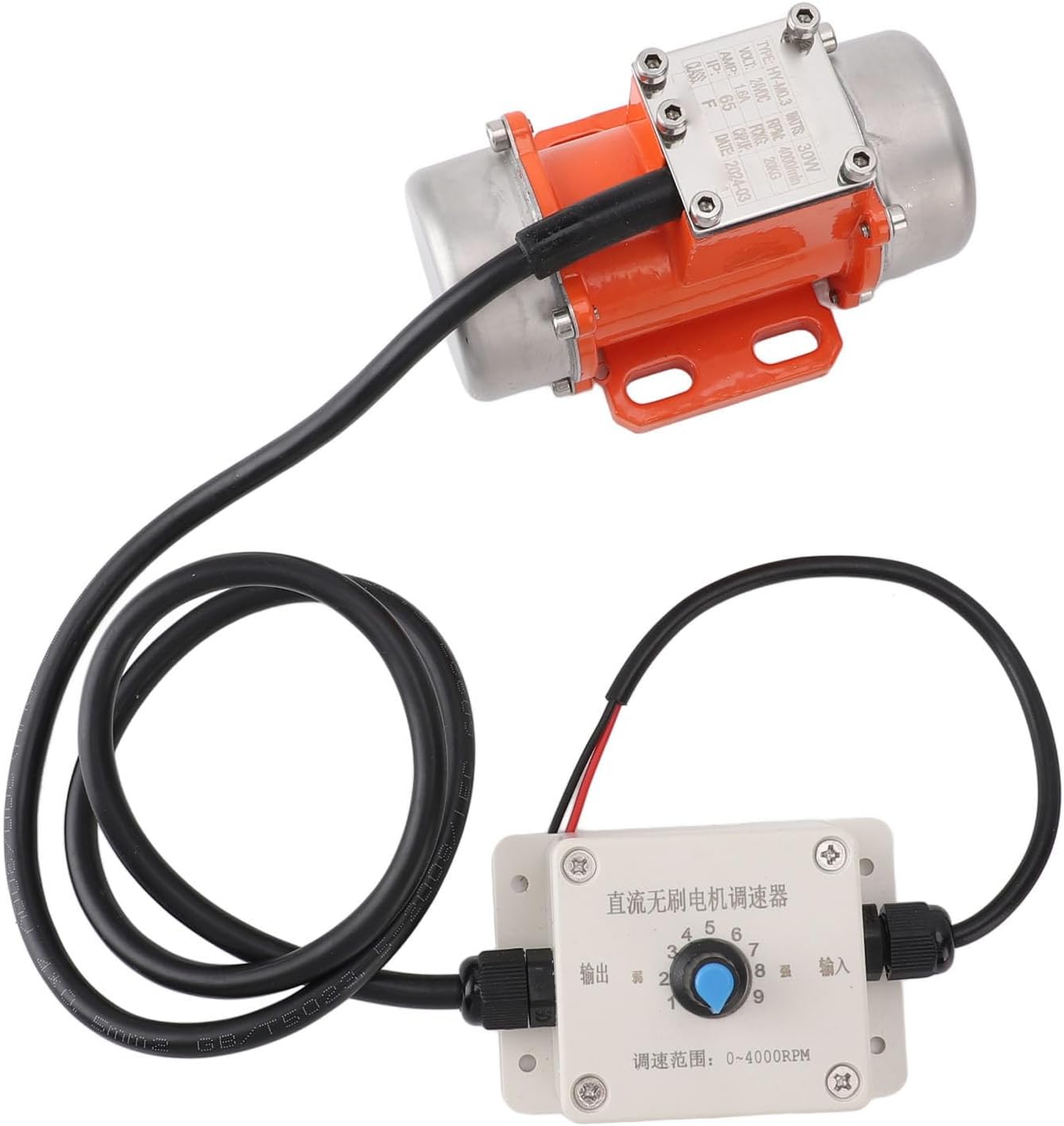 GLOGLOW Concrete Vibrator, DC 24V Brushless Vibration Motor with IP65, Aluminum Alloy, Adjustable Speed for Shaker Table Vibrating Screen (60W)