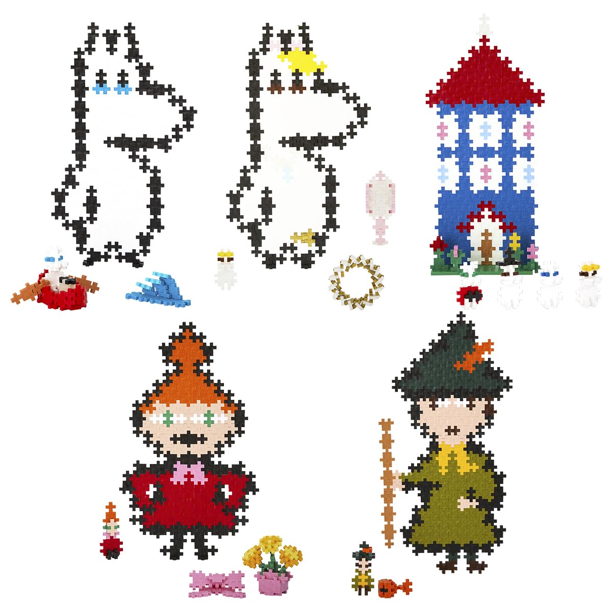 Plus-Plus 7551 Mumin Bundle, Geniales Konstruktionsspielzeug, Kreativ-Bausteine, Puzzle by Numbers, 5 Tubes mit je 270 Teilen ab 7 Jahren