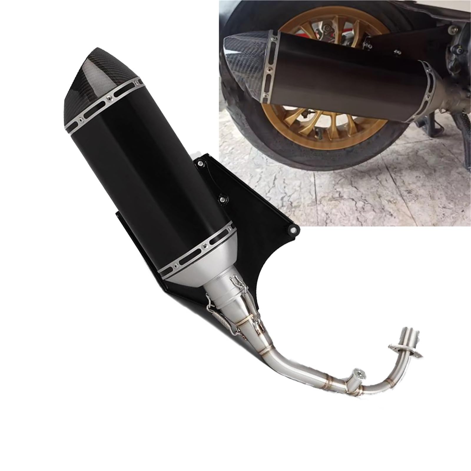 Échappement avec support noir Vespa Primavera 150 réduisant les bruits