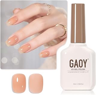 GAOY Jelly Nude Gel Nail Polish, 16ml Sheer Peach Translucent Gel Polish, UV Light Cure for Nail Art DIY, 1717 Pale Peach
