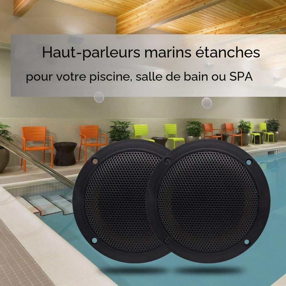 2 BASS FACE SPL5.2B Haut-parleurs Noirs à Double cône de 125 Watts rms et 250 Watts Max par Paire 14,50 cm 145 mm 5,25" étanche Piscine Bateau pub hôtel, par Paire