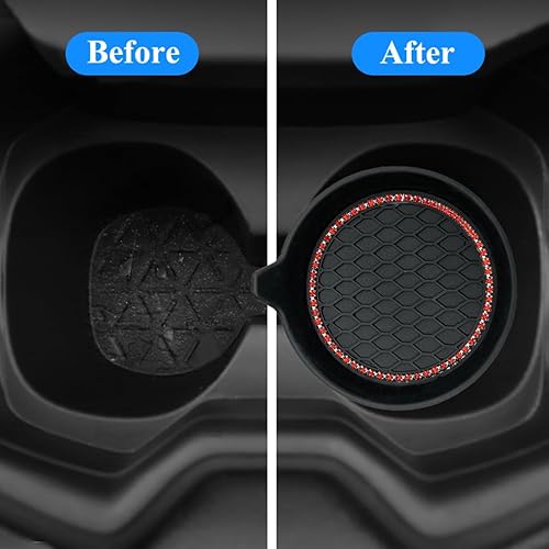 Miniatura 5 de 2 portavasos para automóvil y 1 anillo de encendido con diamantes de imitación para motor de automóvil, anillo brillante para el interior del