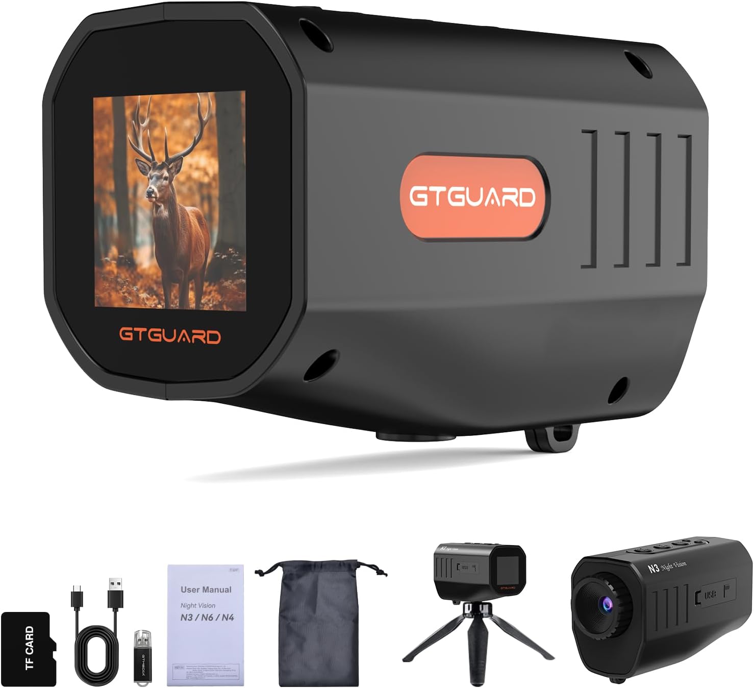 N3 Night Vision Monocular, 300m NVG with 1080P Video & 12MP Photo, 5X Digital Zoom, 850nm IR, 2000mAh Battery, Ideal for Camping, Hunting, Security