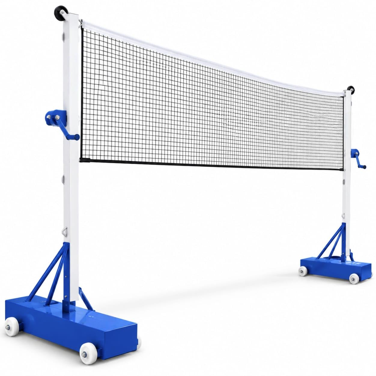 Portable Badminton Pole Set with Nylon Net 75x75 MM Steel Pole Wheeled Base | 1. HEAVY DUTY 75x75 MM STEEL POLE, 2. 3 MM THICK SQUARE CONSTRUTION 3. IRON PULLY TENSION SYSTEM 4. PREMIUM NYLON NET INCLUDE-image-17
