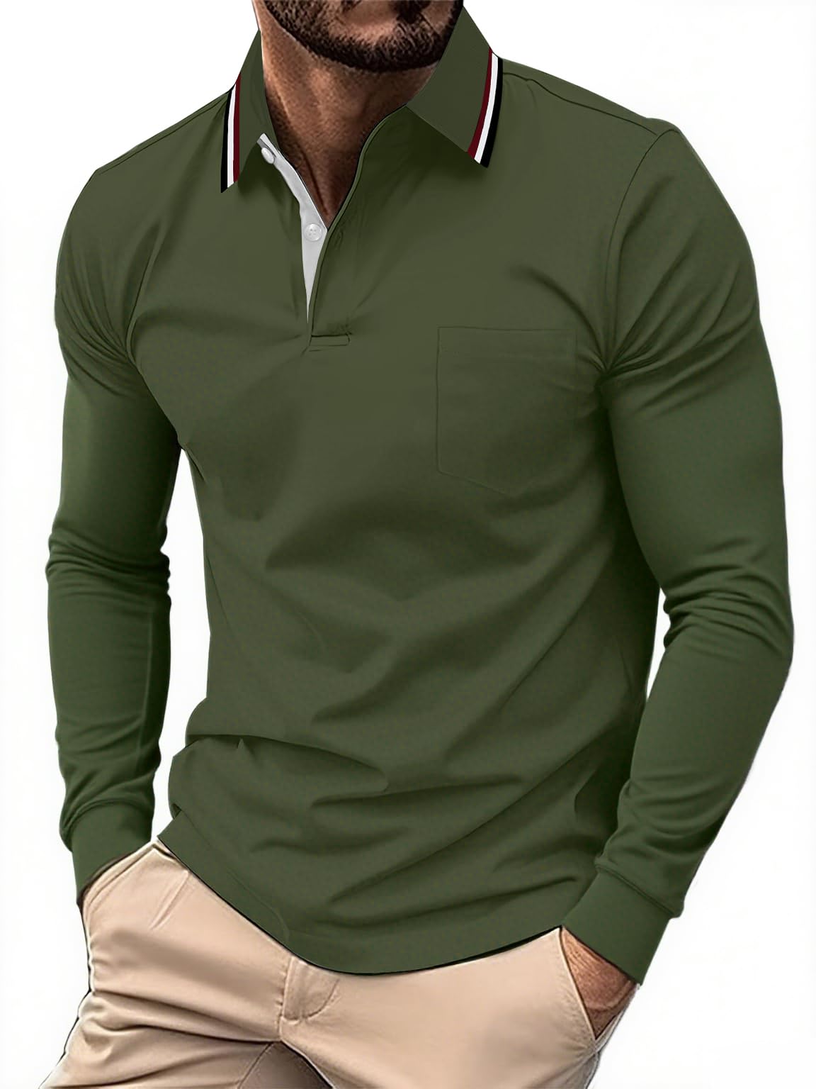 SwissWell Polo de Manga Larga para Hombre Camiseta Polo Transpirable para Golf, Ligera, para Deportes al Aire Libre y Estilo Casual — view 11