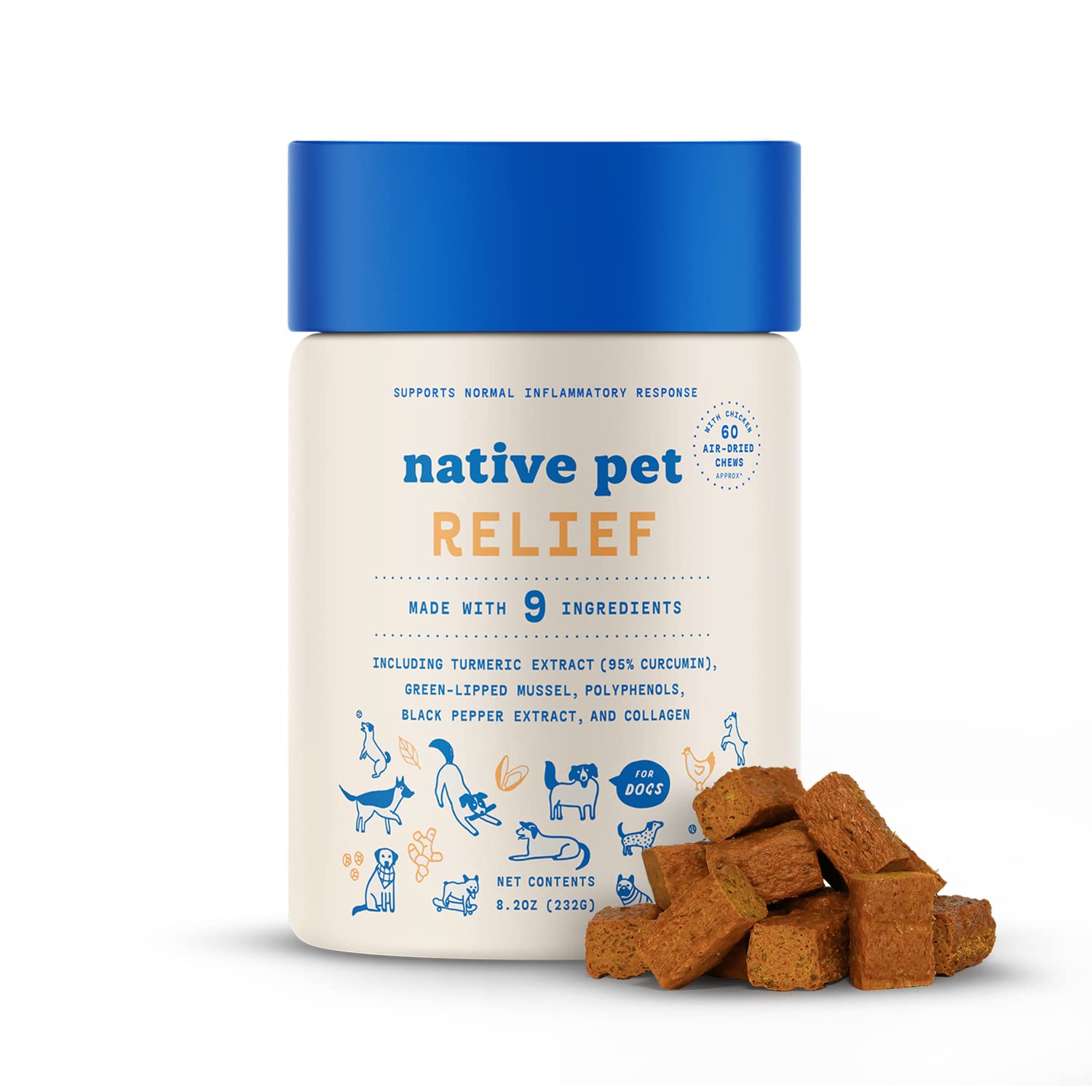 Native Pet Relief Anti Inflammatory for Dogs Turmeric + Polyphenols + Green Lipped Mussels