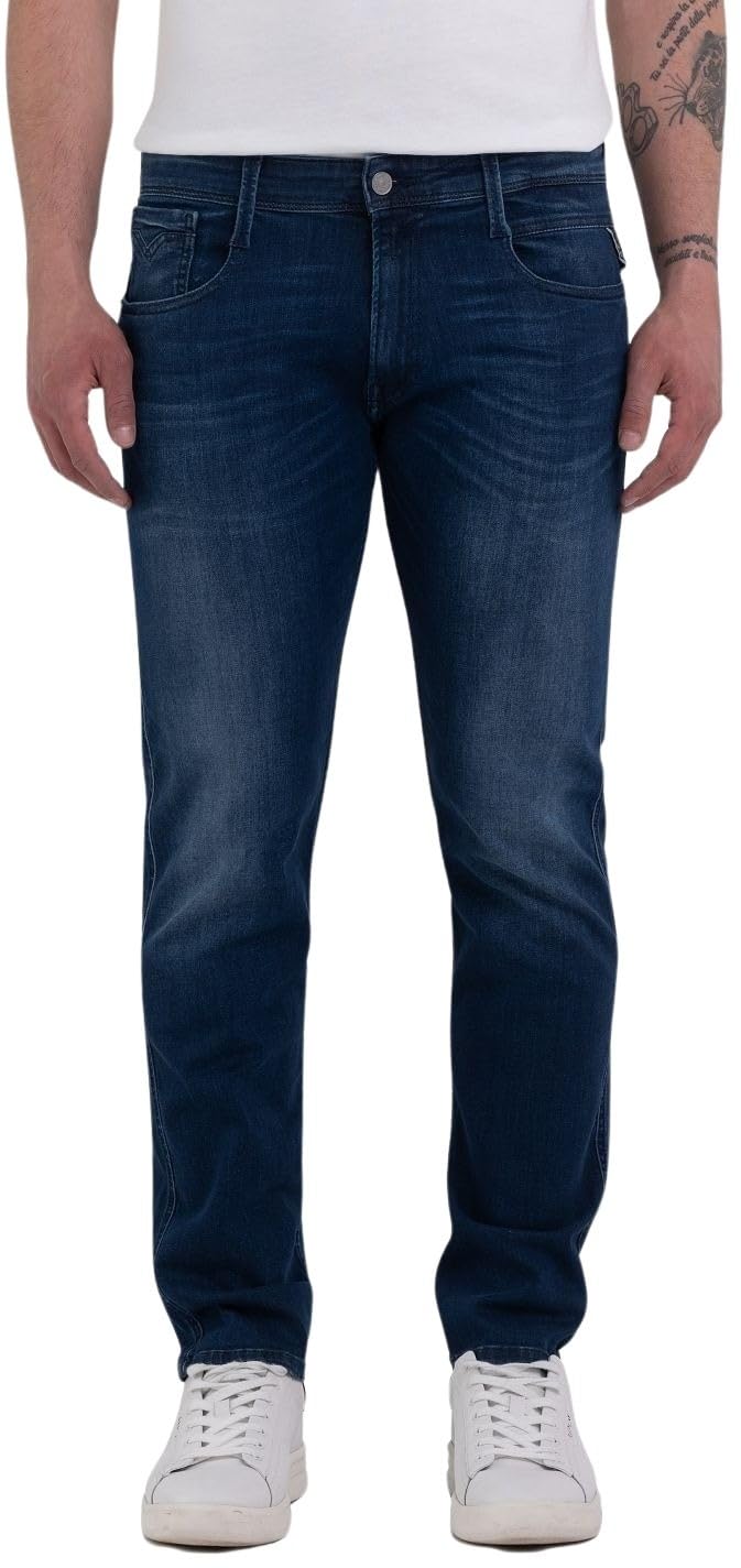 Replay Men's M914 Anbass Power Stretch Jeans, 9 Medium Blue, 34W / 34L