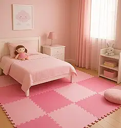 Kit 4 Tatames Tapetes EVA 50x50 10mm Rosa Bebê e Pink Menina