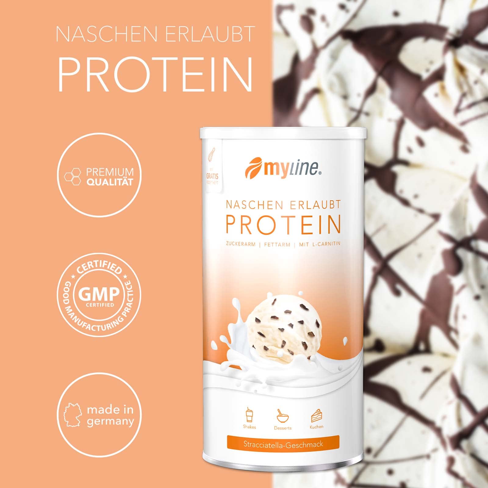 Myline Eiweiß, Stracciatella, 1er Pack (1 x 400 g Dose)