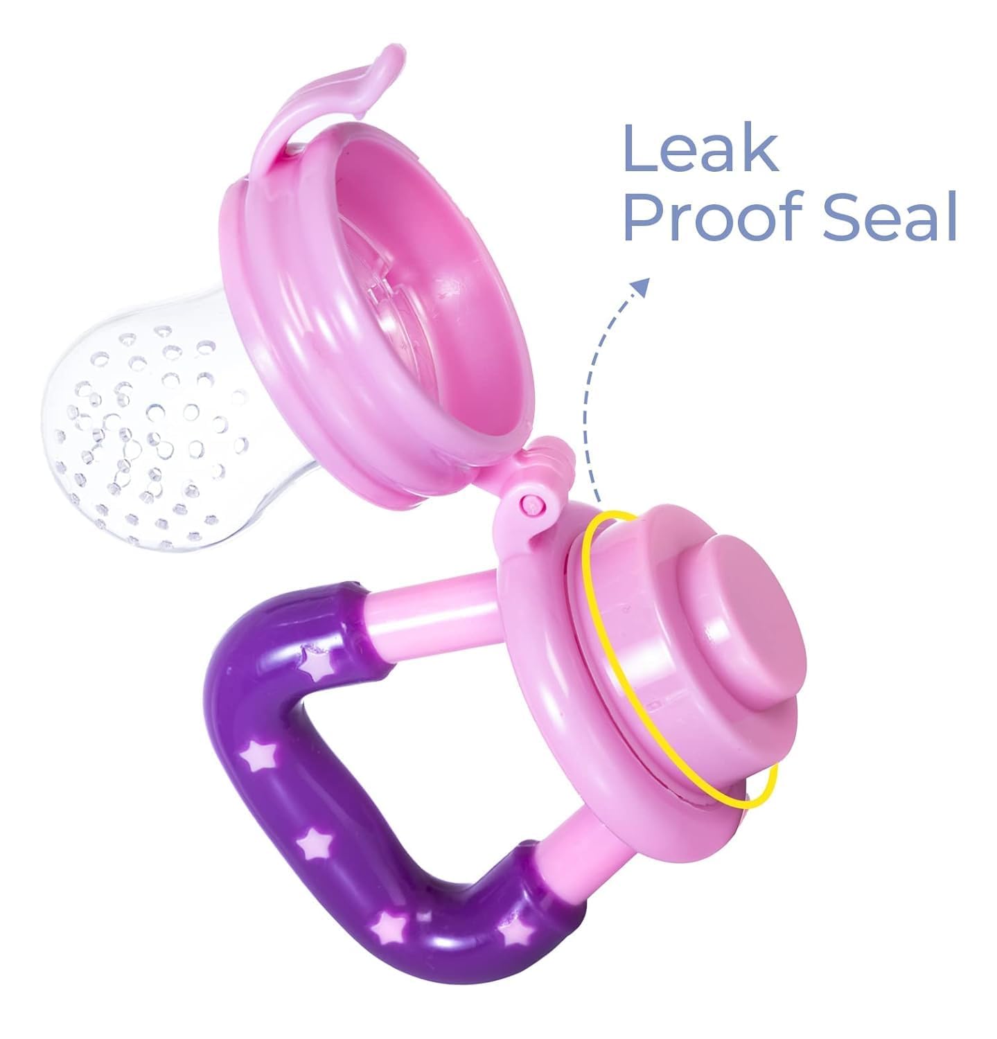Chopchi Fruit Feeder,Teether & Feeding Spoon Bottle with Squeezy Food for 6 Month Above Baby (Pack of-3, Pink Set) - Image 4 thumbnail