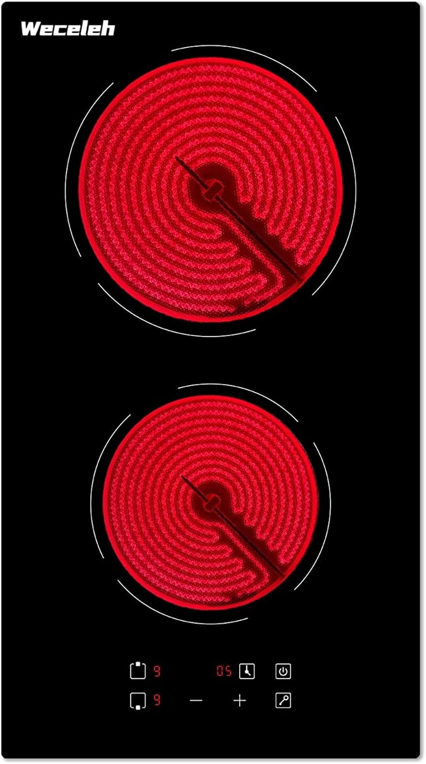 Weceleh Electric Cooktop, 12 Inch Builtin Ceramic Cooktops