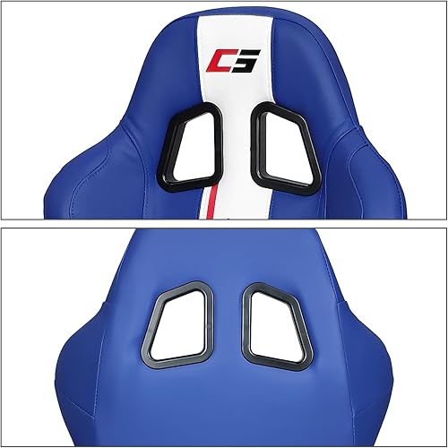 Miniatura 5 de IKON MOTORSPORTS, Asientos universales que compiten con los deslizadores dobles, lado izquierdo del conductor de la raya blanca de la PU del cuero