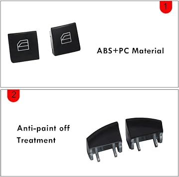 Window Switch Button Covers for Mercedes W204 W212 C E Glk Class, Front Left+Right Window Switch Repair Button Caps
