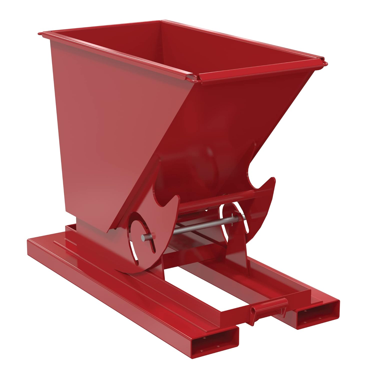 Vestil D-25-LD-NB-SR Steel Light Duty No Bump & Dump Hopper 1/4 Cubic Yard 2000 Lb. Capacity Soda Red