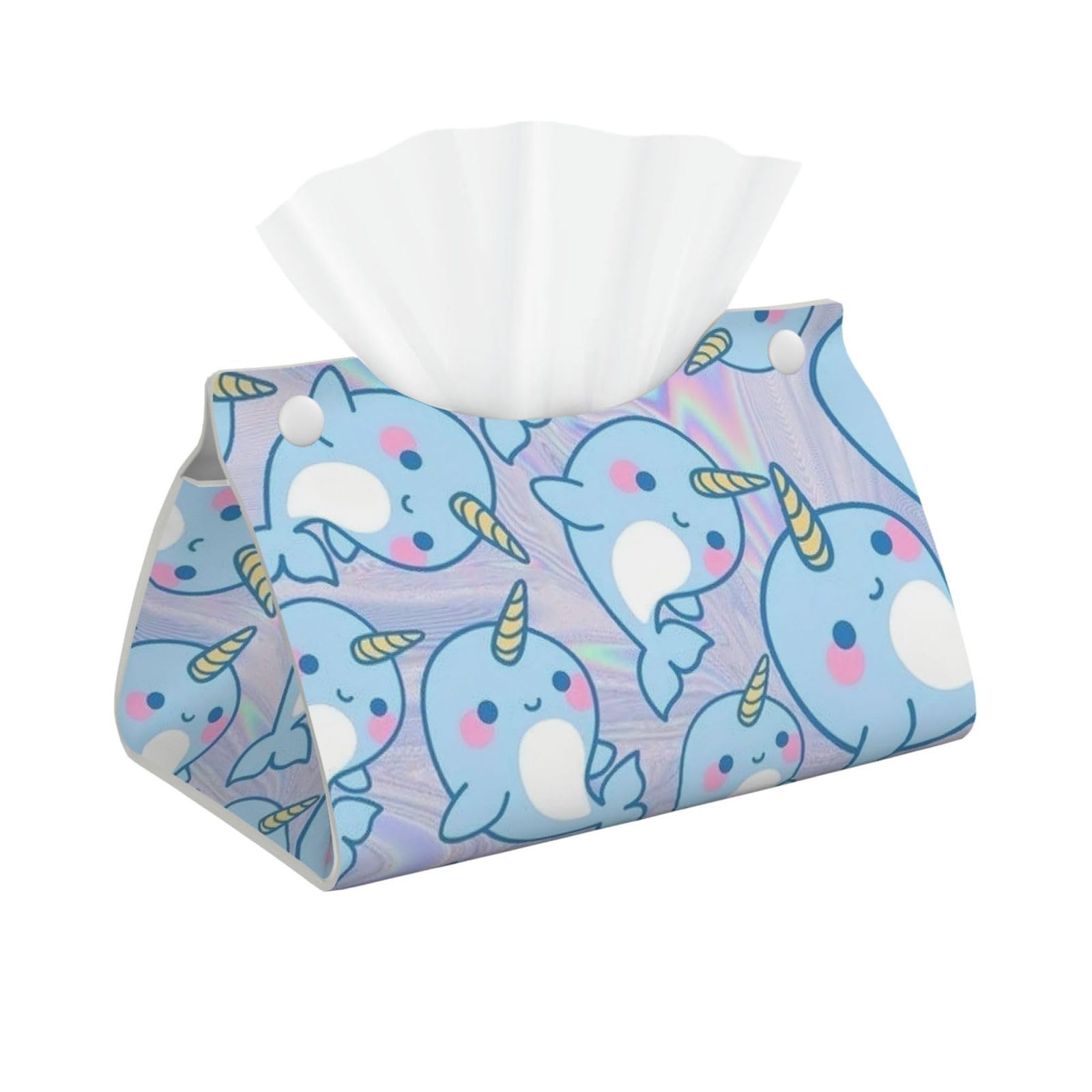 Cute Fish Print Long Tissue Box Cover Tissue Dispenser Box For Living Room, Office, Car, Bathroom