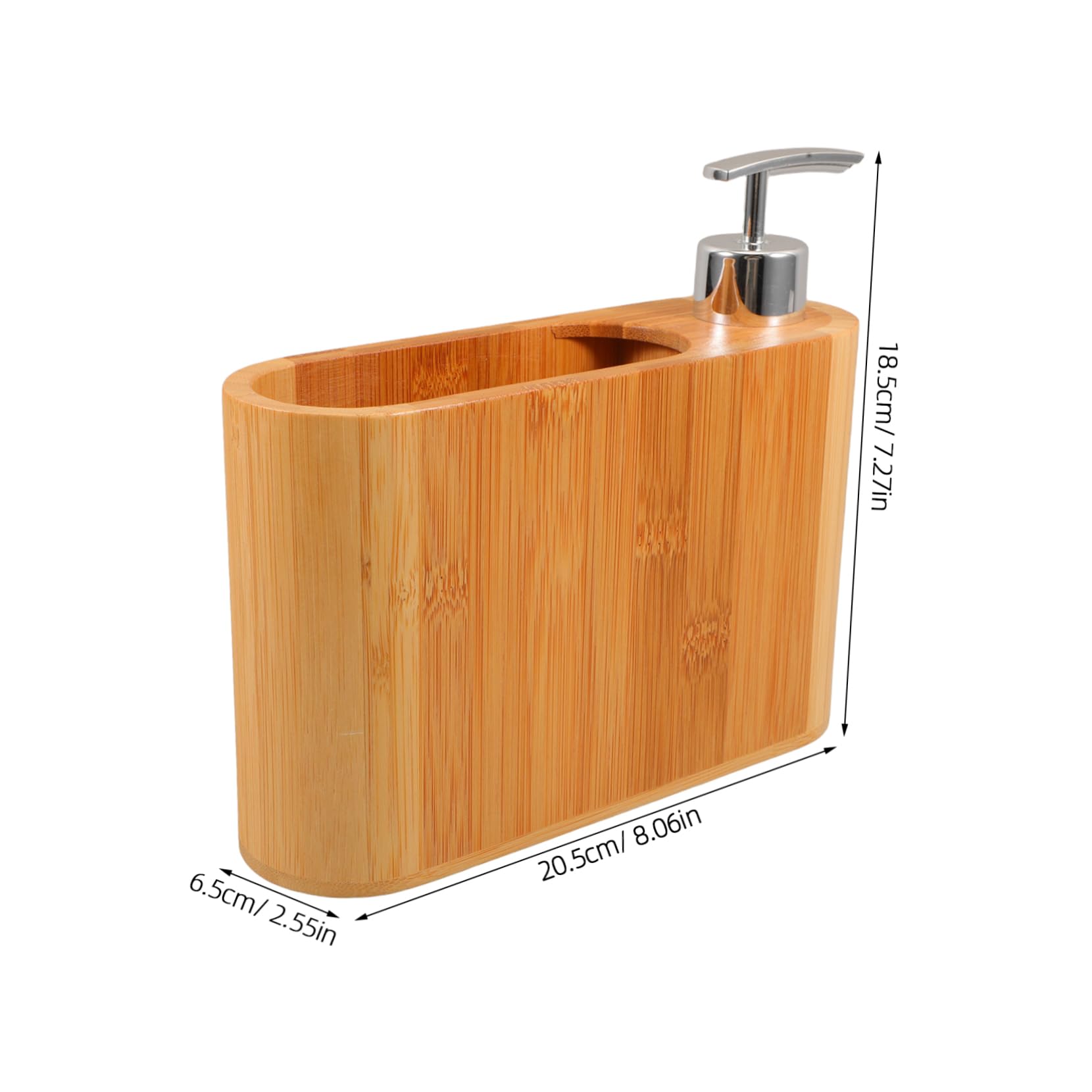 Dispenser Sapone da Appoggio a Forma Ellittica in Legno e Plastica | Design Raffinato ed Ergonomico, per Bagno di Casa, Forma Ellittica Decorativa