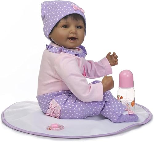 Miniatura 3 de Pinky - Muñecas de bebé recién nacidas de silicona suave india negra de 22 pulgadas, aspecto realista, regalo de cumpleaños y Navidad