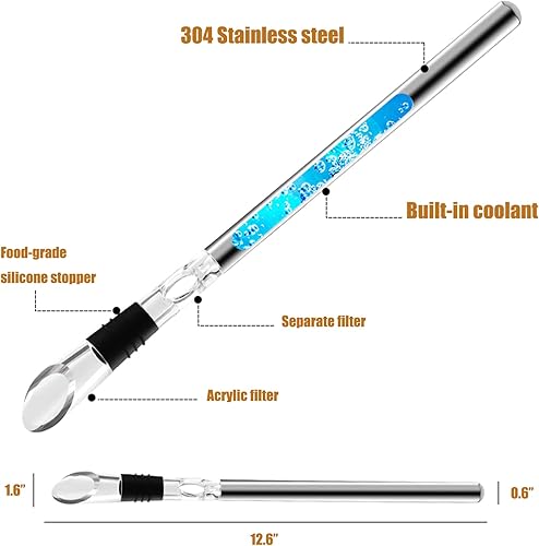 Miniatura 7 de DERGUAM - Enfriador de vino de acero inoxidable 3 en 1 con aireador de vino y vertedor de vino barra enfriadora de vino para todas las botellas de