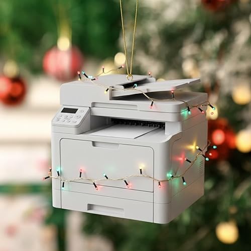 Adorno de Navidad personalizado para impresora de oficina, máquina de fax, adorno colgante plano, decoración de trabajo de vacaciones, regalos para