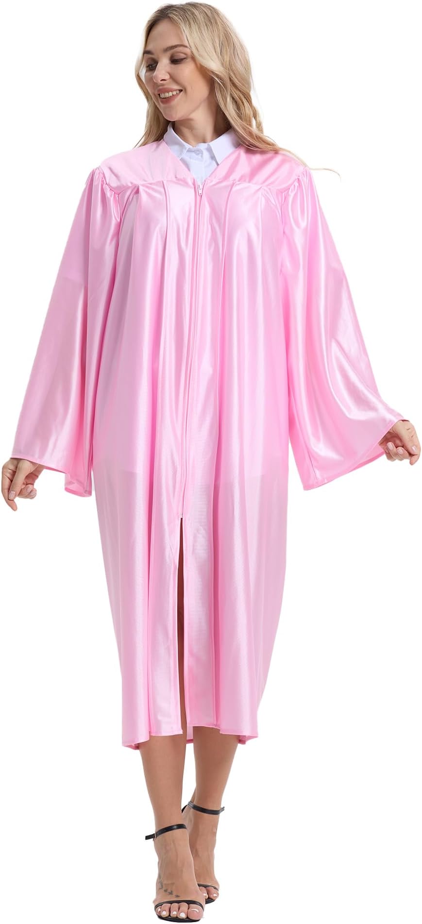 Unisex Shiny Graduation Gown for High School,Choir Robes for Church Judge Robes Confirmation Baptism