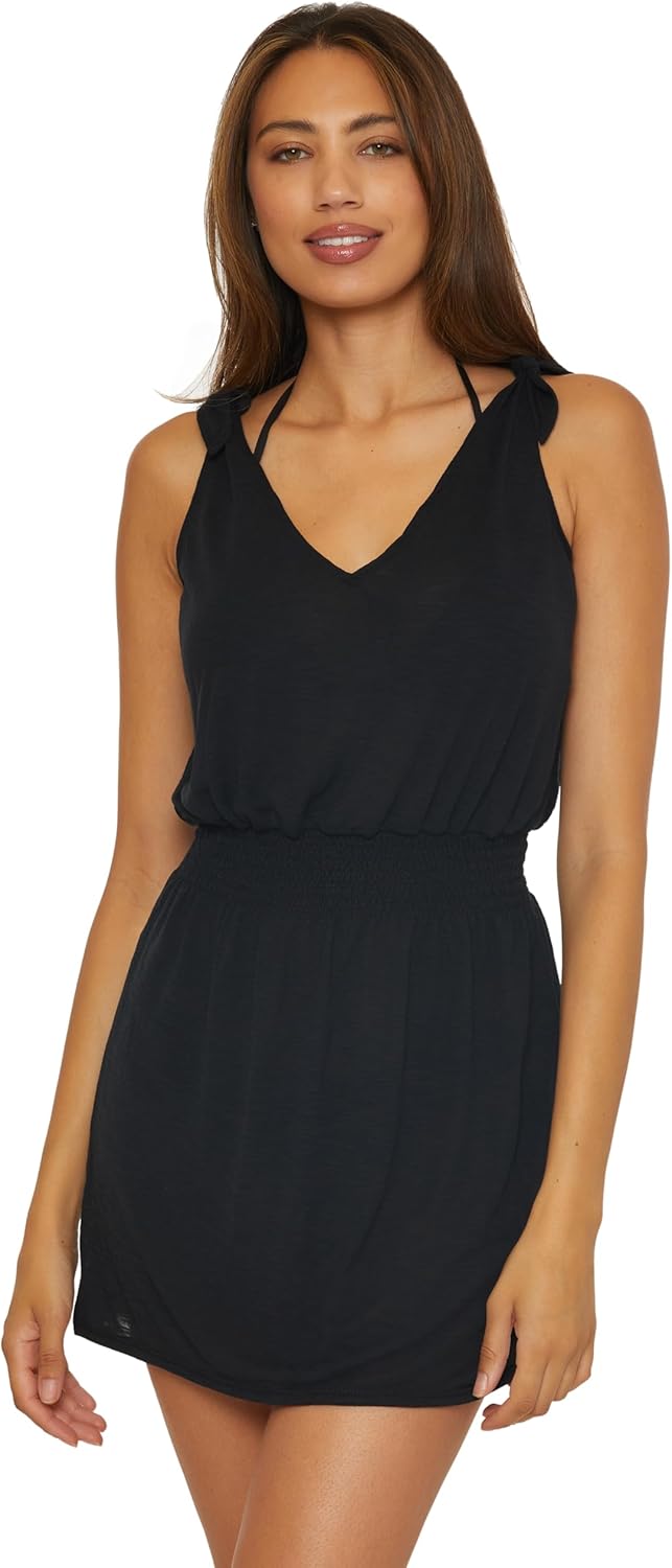 Becca Women's Standard Breezy Basics V Dress, Plunge Neck, Beach Cover Ups