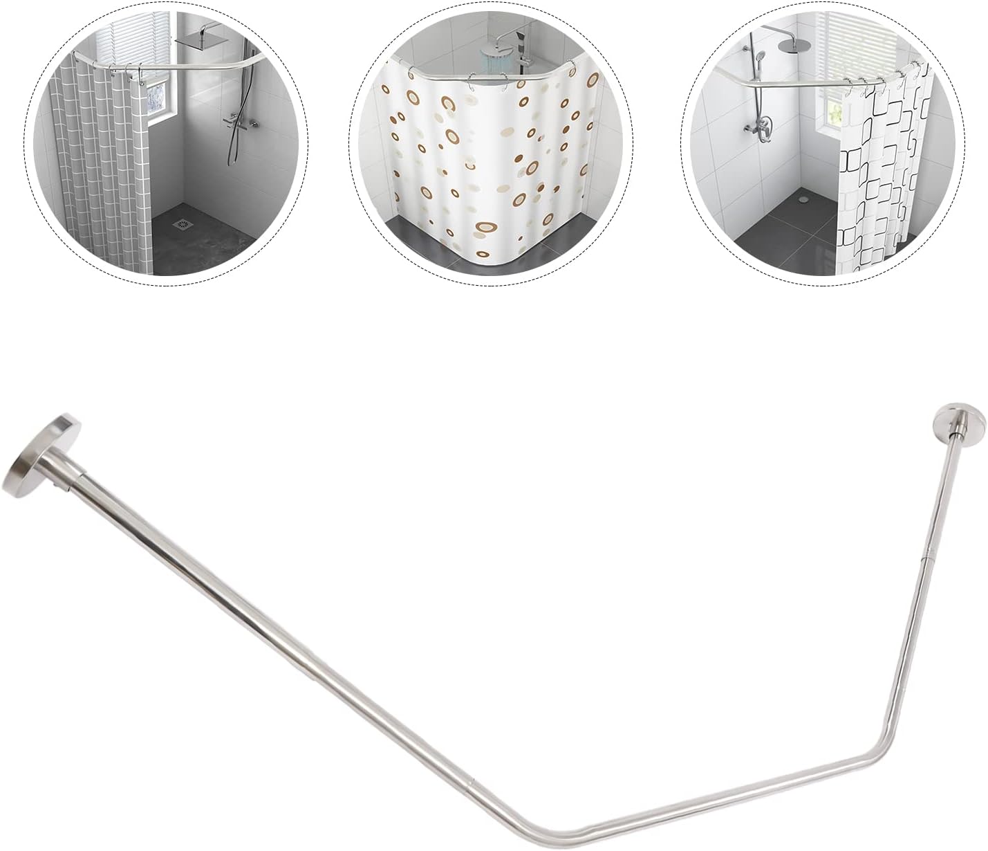 Stretchable Shower Curtain Rod Rack, 304 Stainless Steel Diamond Shaped Rack, Adjusted 17-29inch Corner Shower Curtain Rod, for Bathroom Bathtub, Clothing Store, Etc