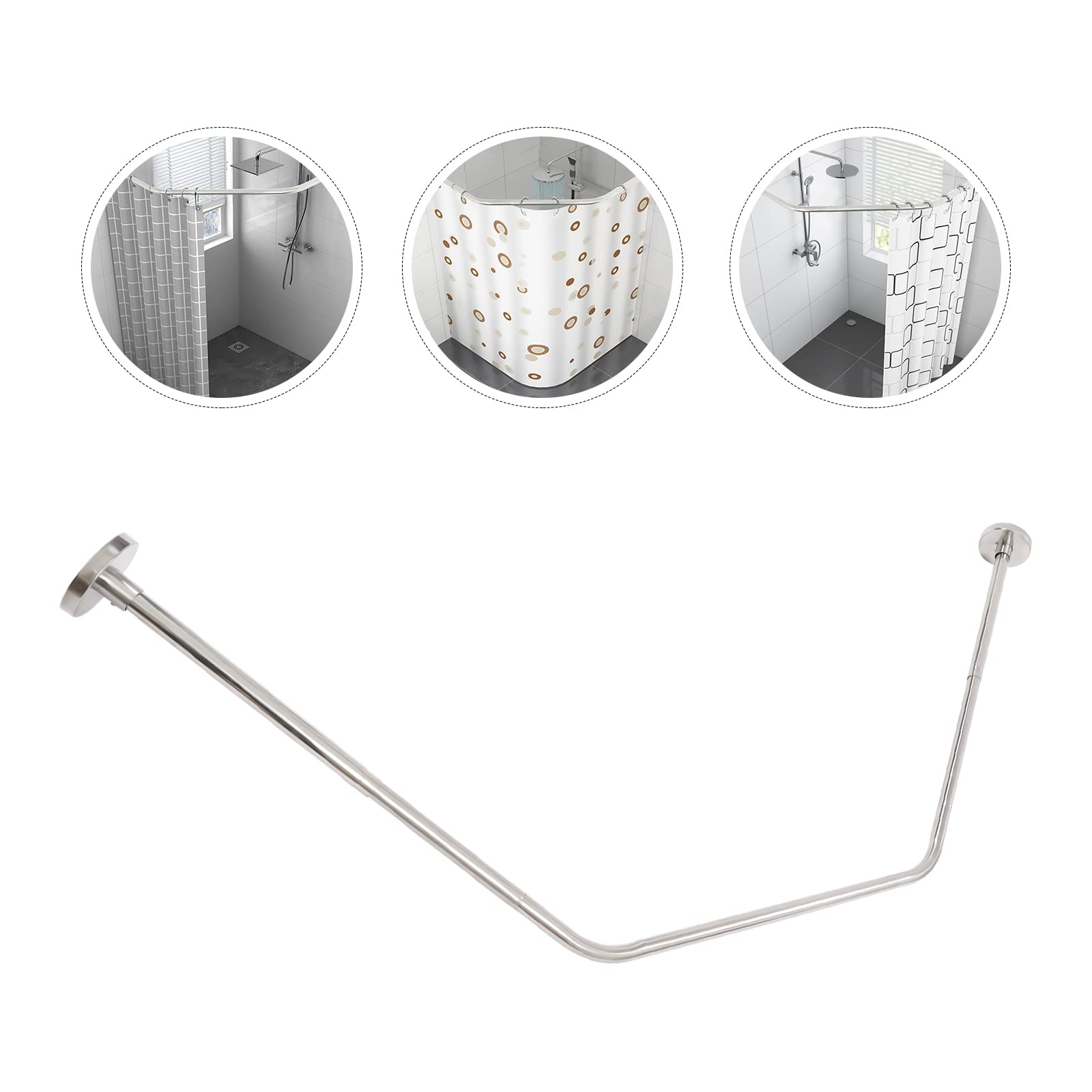 Tringle de douche extensible en acier inoxydable 304 pour salle de bain d'angle en forme de diamant en acier inoxydable 304, extensible de 45 à 75 cm, pour salle de bain, douche, cabine de douche