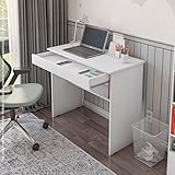 Mesa de Escritório com 01 Gaveta para Notebook e Computador Vitória (Branco)