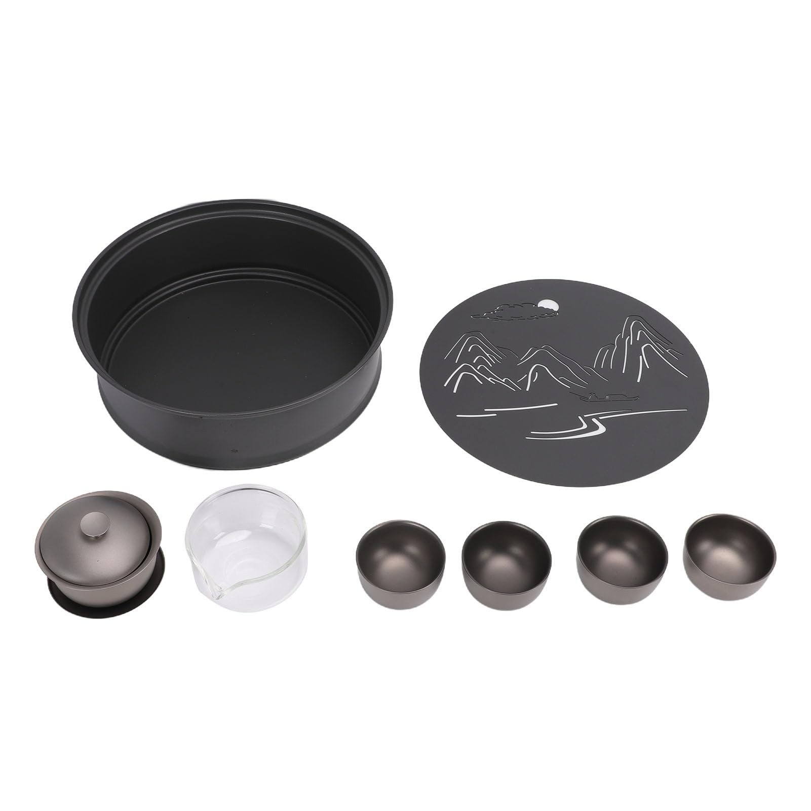 Przenośny Zestaw do Herbaty Czysty Ti i Szkło Zestaw do Herbaty Kempingowej 3 L Taca na herbatę 200 Ml Gaiwan 180 Ml Fairness Cup 4 Filiżanki na Piknik świeżym Powietrzu Parzenie Kung Fu