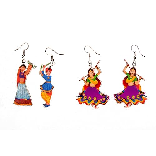 Navratri Earrings Latest Stylish Alloy Earring for Women Pack of 2 | Multicolor
