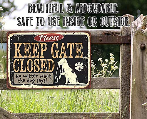 Dog Decor - Keep Gate Closed Dog - Metal Dog Signs For Home Decor - Use Indoor/Outdoor - Dog Sayings Funny Signs - Dog Mom Gifts For Women, Dog Home Decor Dog Lovers Gifts For Women #TOP3