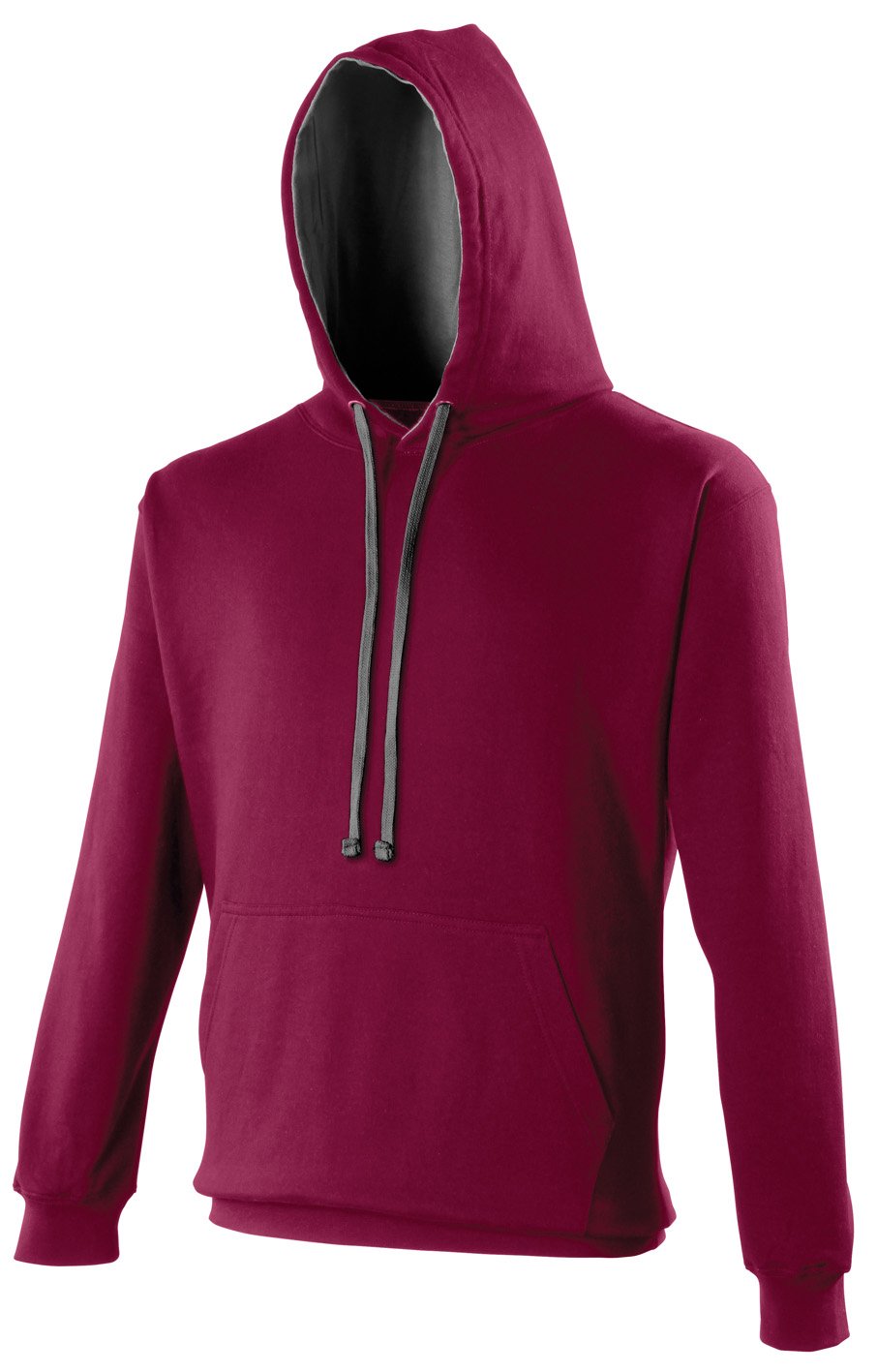 Awdis Men's Burgundy / Charcoal Just Hoods Varsity Contrast Hoodie Burgundy/Charcoal L