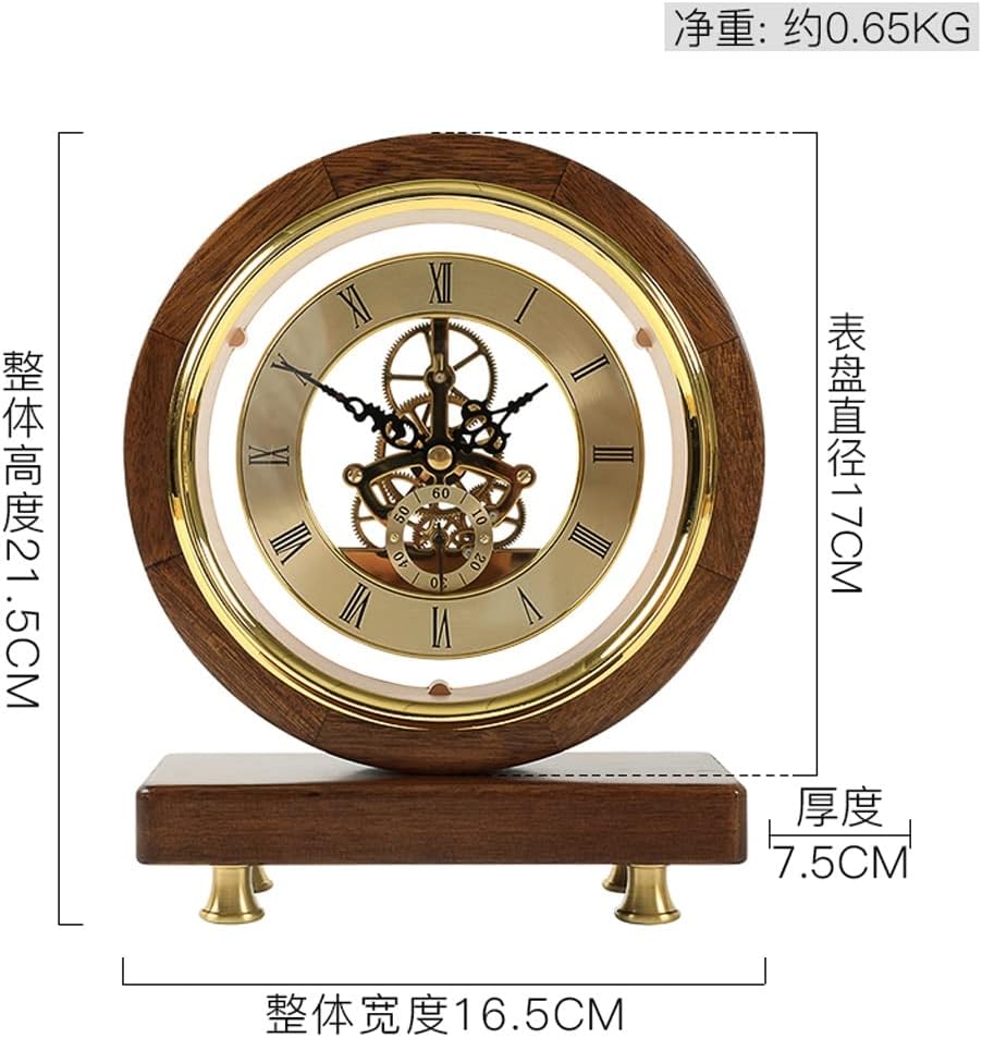 Table Clock Living Room Decoration Table Top Bogu Frame Home Decoration Imitation Mechanical Solid Wood Clock Decoration (Color : A, Size : 16.521.5cm)