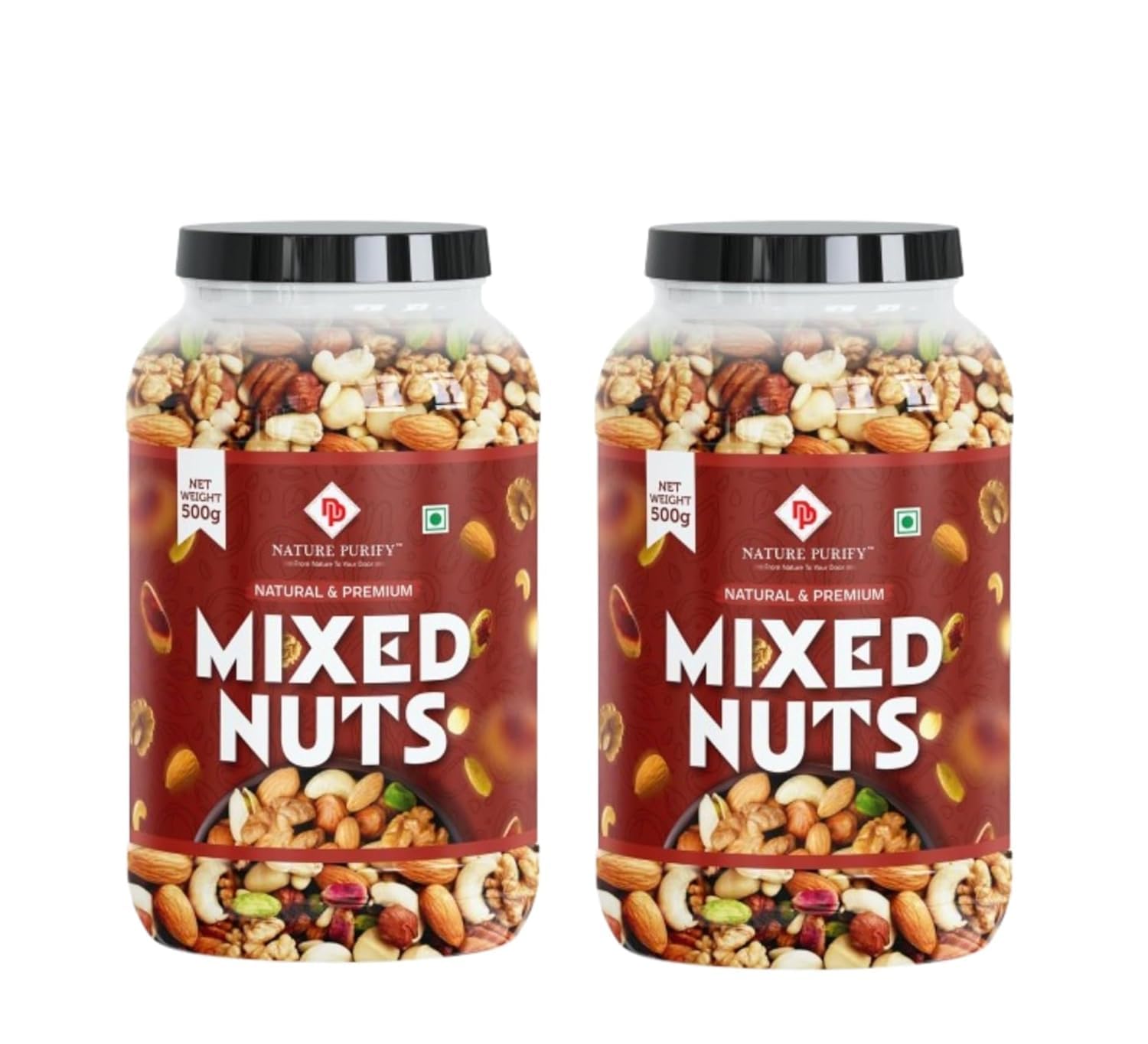 Nature Purify Premium Mixed Dry Fruits 2x500 GM (Total 1 KG) | Nut Dried Almonds, Black Raisins, Cashewnuts, Raisins, Apricot & Many More, Dry Fruits for Energy