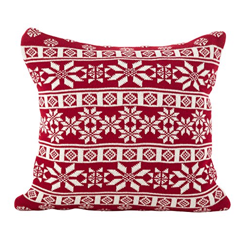 SARO LIFESTYLE Winter Snowflake Nordic Design Poly Filled Throw Pillow