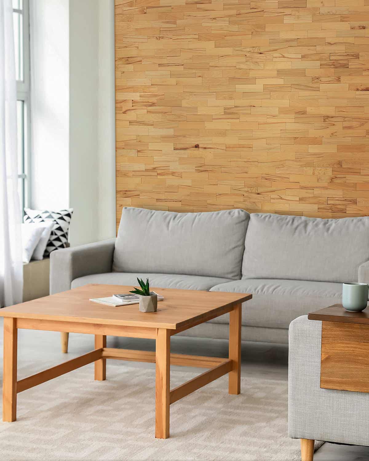 wodewa Okładzina ścienna 3D z prawdziwego drewna bukowego Living 1 m², zrównoważone panele ścienne, nowoczesna dekoracja ścienna, okładzina drewniana, do salonu, kuchni, sypialni