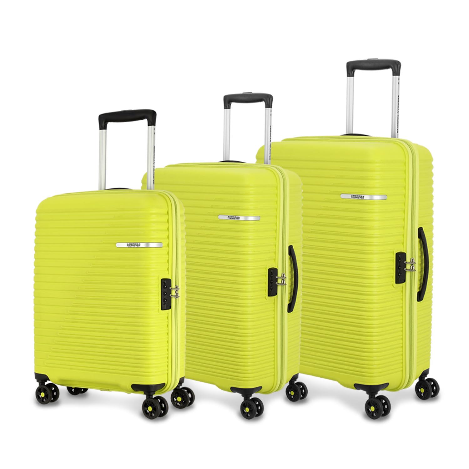 American Tourister 3Pc Liftoff Set Polypropylene (Pp) Hard 8 Wheels Spinner Luggage/Suitcase/Trolley Bag for Travel (Apple Green, 79 cm)
