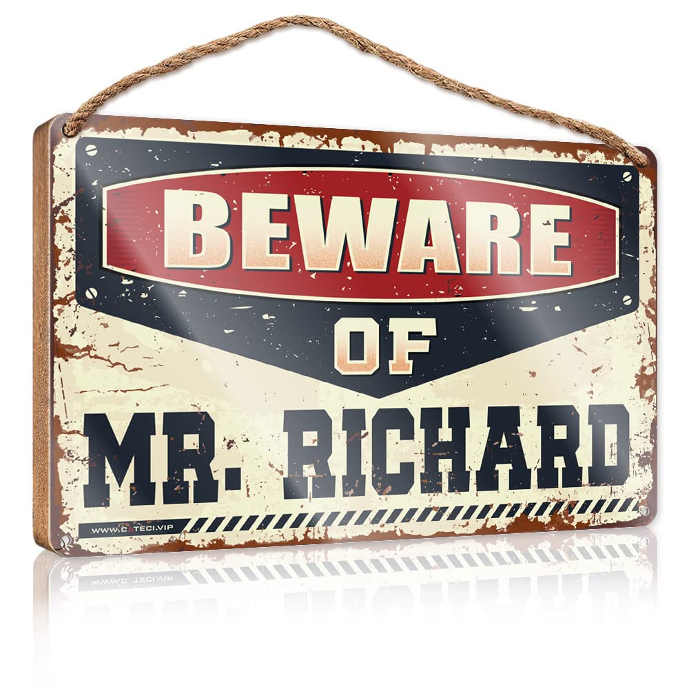 HELIOFORGE Sign Wood Of I Saw That Funny Door Window Beware Of Mr. Richard Wooden Sign(20X30CM)